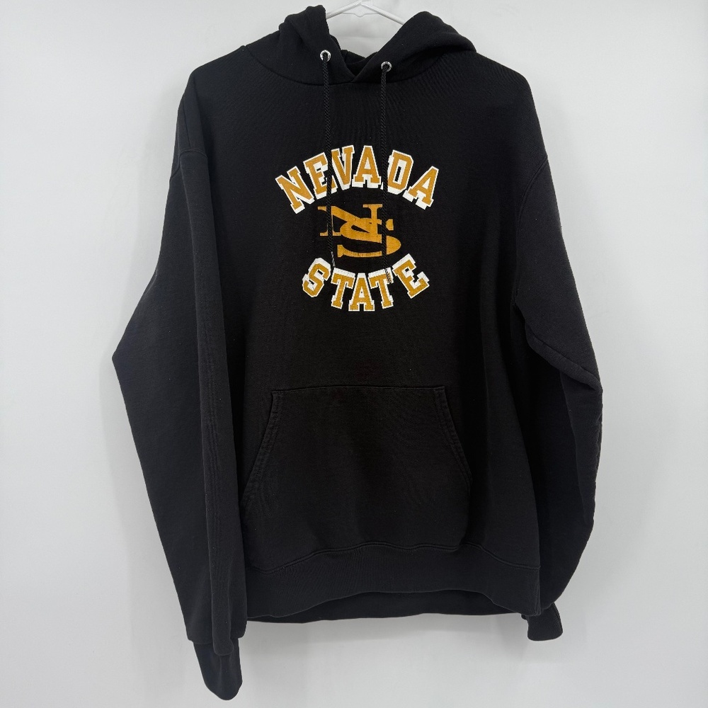 Nevada State College Hoodie Men Large Black Champion Pullover Sweatshirt Fleece